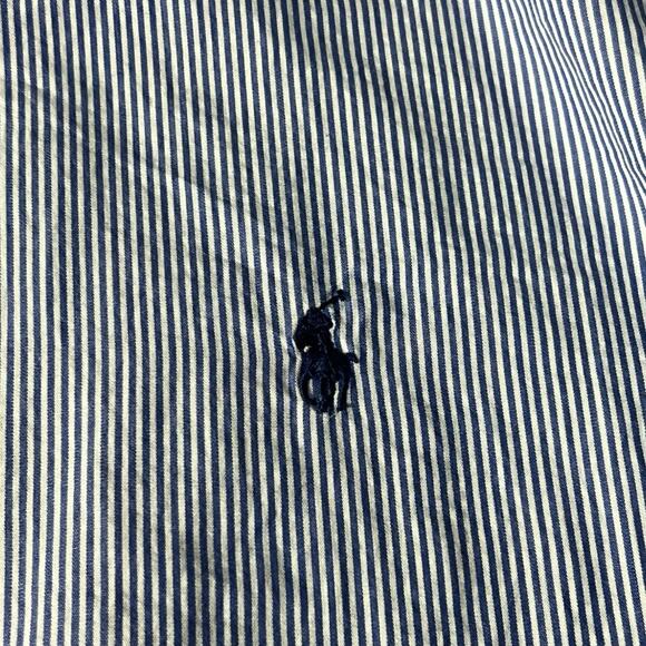 Polo Ralph Lauren Oxford Button Front LongSleeve Shirt Pinstripe XL Stretch Blue - Picture 6 of 7